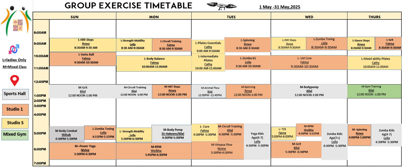 Gym timings 2025